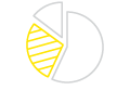 Outline of three pie-chart segments, with the middle segment highlighted in yellow